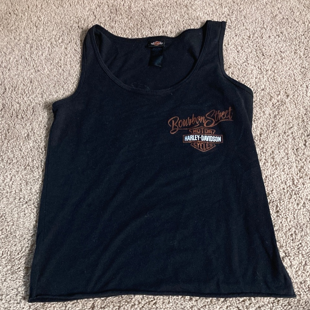 Bourbon Street Harley-Davidson Black and Orange Tank Top
